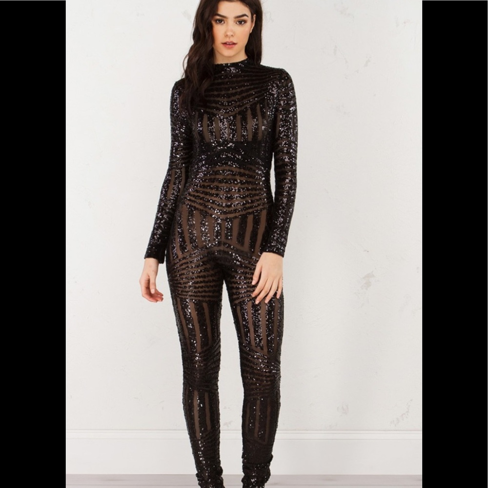 Akira sz medium sequined jumpsuit sequin jumpsuit